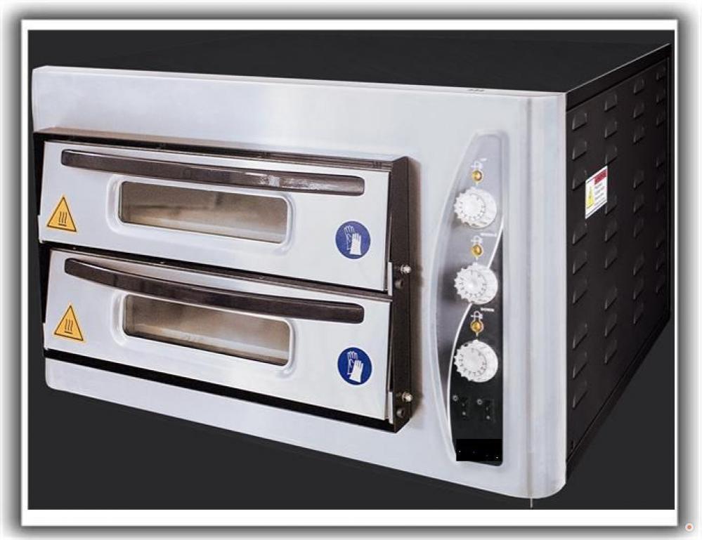 Elektrikli Pizza Fırını Çift Katlı 380v 6x30 Taş Ölçüsü 2x92x62