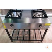 2 Li Doğalgazlı Tüplü Paslanmaz Sanayi Tipi Lokanta Ocağı Uzun Dikey Ayak CE Belgeli 88x53