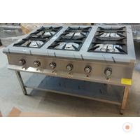 6 lı Sanayi Tipi Ocak Doğalgazlı Tüplü Taban Raflı CE Belgeli 150x100 Yarıklı