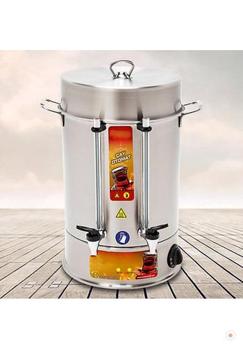 40 Bardaklık Elektrikli Çay Makinası Otomatı Basmalı Çelik Musluklu Semaver